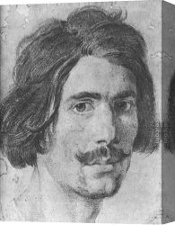 Portrait of an Old Man Canvas Paintings - Portrait of a Man with a Moustache (Supposed Self-Portrait) by Gian Lorenzo Bernini