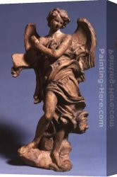 Standing Canvas Paintings - Standing Angel with Scroll by Gian Lorenzo Bernini