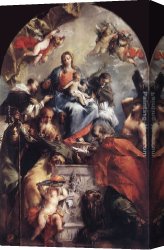 Madonna And Child with Saints And Angels Canvas Paintings - Madonna and Child with Saints by Giovanni Antonio Guardi