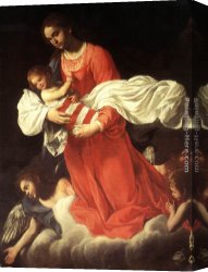 The Virgin And Child with Five Angels Canvas Paintings - The Virgin and the Child with Angels by Giovanni Baglione