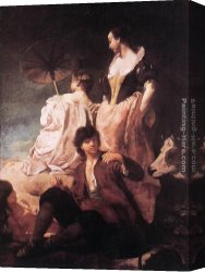 Piazzetta, Canvas Paintings - Idyll at the Coast by Giovanni Battista Piazzetta