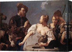 Piazzetta, Canvas Paintings - Rebecca at the Well by Giovanni Battista Piazzetta