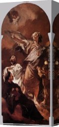 St Dominic Canvas Paintings - The Guardian Angel with Sts Anthony of Padua and Gaetano Thiene by Giovanni Battista Piazzetta
