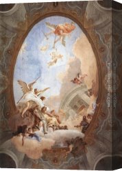 Virtue Canvas Paintings - Allegory of Merit Accompanied by Nobility and Virtue by Giovanni Battista Tiepolo