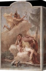 Mercury Canvas Paintings - Mercury Appearing to Aeneas by Giovanni Battista Tiepolo