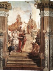 Cleopatra Testing Poisons on Condemned Prisoners Canvas Paintings - The Meeting of Anthony and Cleopatra by Giovanni Battista Tiepolo