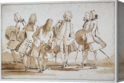 Venetian Canvas Paintings - Venetian Promenade by Giovanni Battista Tiepolo