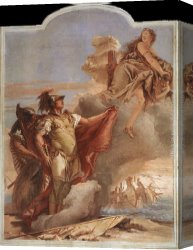 Vulcan Presenting Venus with Arms for Aeneas Canvas Paintings - Venus Appearing to Aeneas on the Shores of Carthage by Giovanni Battista Tiepolo