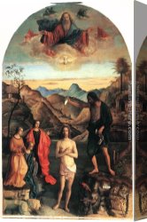 The Yellow Christ Canvas Paintings - Baptism of Christ by Giovanni Bellini