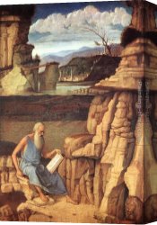 Jerome Canvas Paintings - St. Jerome Reading in the Countryside by Giovanni Bellini