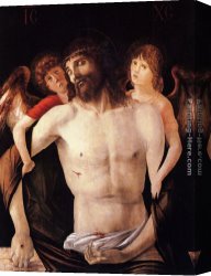 Dead Christ Attended by Two Angels Canvas Paintings - The Dead Christ Supported by Two Angels by Giovanni Bellini