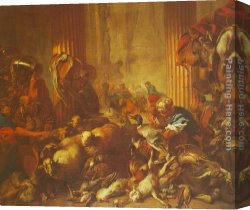 Presentation of Christ in The Temple Canvas Paintings - Christ Chasing the Moneylenders from the Temple by Giovanni Benedetto Castiglione