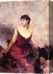 Countess Canvas Paintings - Countess de Rasty Seated in an Armchair by Giovanni Boldini