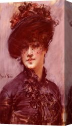 Femme Canvas Paintings - La Femme Au Chapeau Noir by Giovanni Boldini