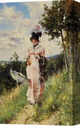 October Stroll Canvas Paintings - The Summer Stroll by Giovanni Boldini