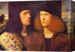 Portrait of a Young Man (detail) Canvas Paintings - Portrait of Two Young Men by Giovanni Cariani