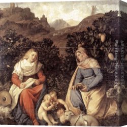 The Conversation Canvas Paintings - Sacred Conversation by Giovanni Cariani