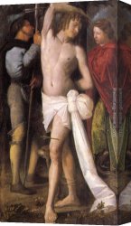 Margaret Canvas Paintings - St Sebastian between St Roch and St Margaret by Giovanni Cariani