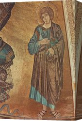 Enthroned Canvas Paintings - Christ Enthroned between the Virgin and St John the Evangelist (detail) by Giovanni Cimabue