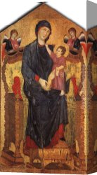 Madonna And Child with Saints And Angels Canvas Paintings - Madonna Enthroned with the Child and Two Angels by Giovanni Cimabue