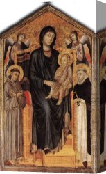 The Virgin And Child with Five Angels Canvas Paintings - Madonna Enthroned with the Child, St Francis St. Domenico and two Angels by Giovanni Cimabue