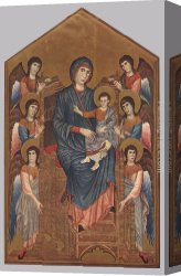 The Virgin And Child with Five Angels Canvas Paintings - Virgin Enthroned with Angels by Giovanni Cimabue