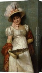 Costa Canvas Paintings - A Fair Maiden by Giovanni Costa