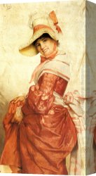 Girl with a Red Hat Canvas Paintings - A Girl in Red by Giovanni Costa