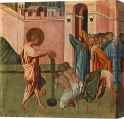 Paolo Canvas Paintings - St Ansanus Baptizing by Giovanni di Paolo