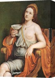 Cleopatra Testing Poisons on Condemned Prisoners Canvas Paintings - Sophonisba Drinking the Poison by Giovanni Francesco Caroto