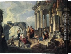 Paolo Canvas Paintings - Apostle Paul Preaching on the Ruins by Giovanni Paolo Pannini