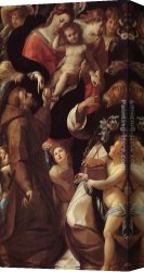 Cesare Canvas Paintings - Madonna and Child with Saints and Angels by Giulio Cesare Procaccini
