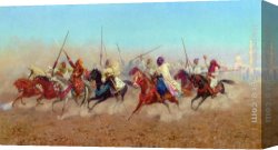 The Cemetery at St. Privat Canvas Paintings - Charging Horsemen Outside the Northern Cemetery by Giulio Rosati