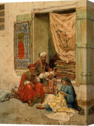 Giulio Canvas Paintings - The Carpet Seller by Giulio Rosati