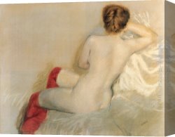Nina Con Flor Canvas Paintings - Nudo con le Calze Rosse by Giuseppe de Nittis