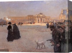 Palace Canvas Paintings - The Place de Carrousel and the Ruins of the Tuileries Palace in 1882 by Giuseppe de Nittis