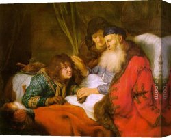 Blessing Canvas Paintings - Isaac Blessing Jacob by Govert Teunisz Flinck