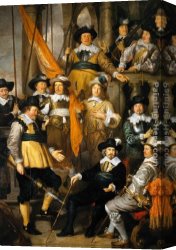 Pleasant Company Canvas Paintings - The Company of Cpt. Aelbert Bas and Lt. Lucas Conijn by Govert Teunisz Flinck