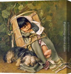 The Three Graces Canvas Paintings - Baby Bunting by Grace Carpenter Hudson