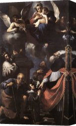 Donors Canvas Paintings - A Donor Presented to the Virgin by Guercino