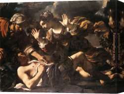 Wounded Montenegrin Canvas Paintings - Ermina Finds the Wounded Tancred by Guercino