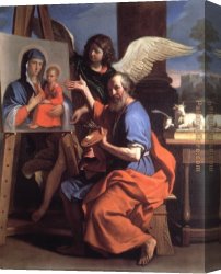 Virgin Canvas Paintings - St Luke Displaying a Painting of the Virgin by Guercino