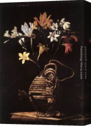 Guido Cagnacci Canvas Paintings - Flowers in a Flask by Guido Cagnacci