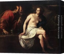 Guido Cagnacci Canvas Paintings - Susanna and the Elders by Guido Cagnacci