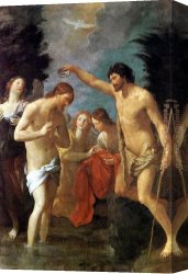 Guido Cagnacci Canvas Paintings - Baptism of Christ by Guido Reni