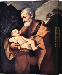 Guido Cagnacci Canvas Paintings - St Joseph by Guido Reni