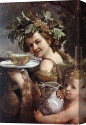 Guido Cagnacci Canvas Paintings - The Boy Bacchus by Guido Reni