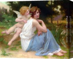Guillaume Canvas Paintings - Cupid and Psyche by Guillaume Seignac