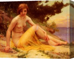 Guillaume Canvas Paintings - Nu Sur La Plage by Guillaume Seignac