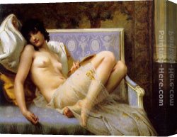 Young Canvas Paintings - Young woman naked on a settee by Guillaume Seignac